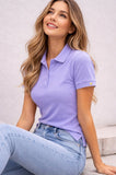 MAGLIA DONNA POLO VIRGINIA BLU PURO COTONE CON BOTTONCINI PARTICOLARI E SPACCHETTIO ART CROWN