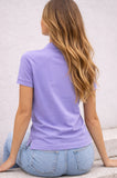 MAGLIA DONNA POLO VIRGINIA BLU PURO COTONE CON BOTTONCINI PARTICOLARI E SPACCHETTIO ART CROWN