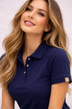 MAGLIA DONNA POLO VIRGINIA BLU PURO COTONE CON BOTTONCINI PARTICOLARI E SPACCHETTIO ART CROWN