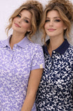 MAGLIA POLO DONNA CORONA MEZZE MANICHE CON SPACCHETTO A FANTASIA PURO COTONE ART GRAVIOLA