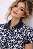 MAGLIA POLO DONNA CORONA MEZZE MANICHE CON SPACCHETTO A FANTASIA PURO COTONE ART GRAVIOLA