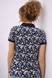 MAGLIA POLO DONNA CORONA MEZZE MANICHE CON SPACCHETTO A FANTASIA PURO COTONE ART GRAVIOLA