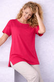 MAGLIA DONNA CORONA PURO COTONE CON INSERTO SANGALLO E SPACCHETTO SPALLA S CESAART SORBETTO