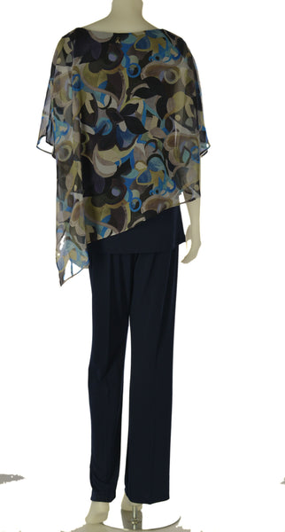 COMPLETO DONNA PERLA ELEGANTE CANOTTA VOILE FANTASIA SPACCOPUNTE ELASTICO MORBIDO ART.FEDERICA