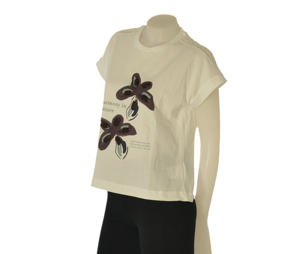 T-SHIRT DONNA TIFFOSI MANICA CORTA PIZZO STAMPA COTONE ART. 10065827