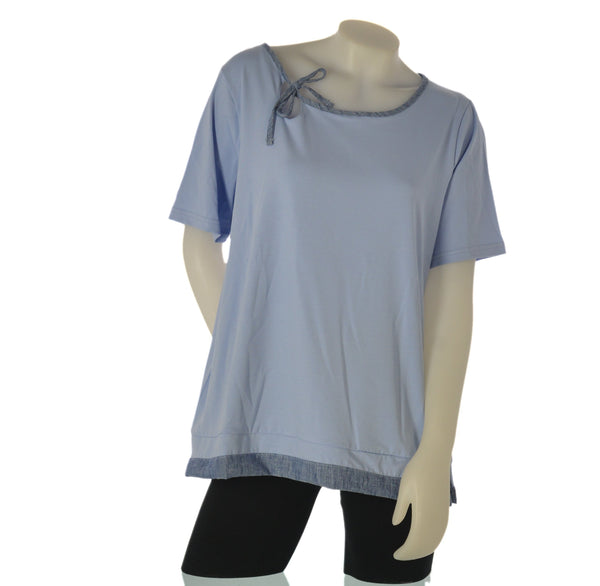 T-SHIRT DONNA GAIA CONFORMATA MEZZA MANICA GIROCOLLO LACCETTO SPACCHI FIAMMATA ART.503