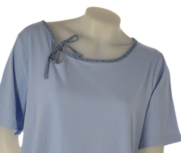 T-SHIRT DONNA GAIA CONFORMATA MEZZA MANICA GIROCOLLO LACCETTO SPACCHI FIAMMATA ART.503