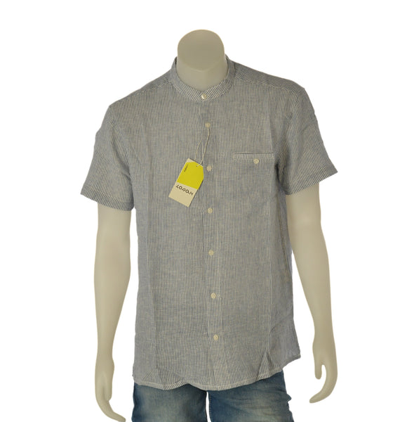 CAMICIA UOMO LOSAN COREANA MANICA CORTA RIGHE COTONE LINO TASCHINO ART. LMNAP0102-26013