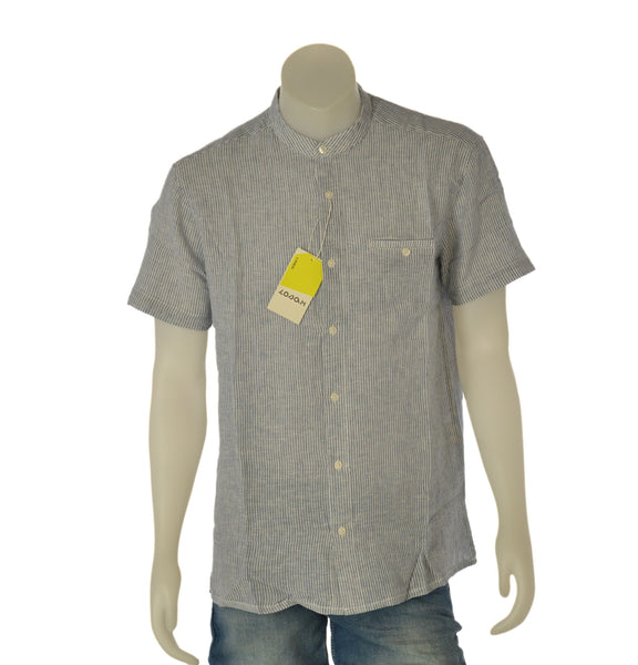 CAMICIA UOMO LOSAN COREANA MANICA CORTA RIGHE COTONE LINO TASCHINO ART. LMNAP0102-26013