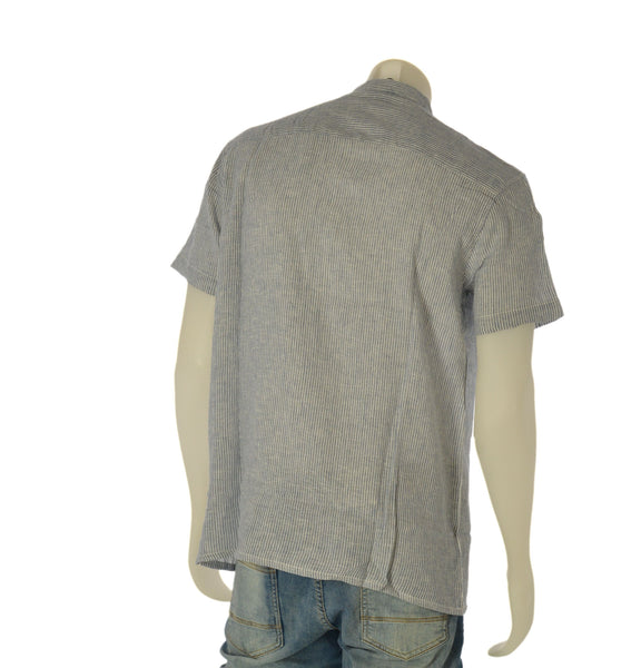 CAMICIA UOMO LOSAN COREANA MANICA CORTA RIGHE COTONE LINO TASCHINO ART. LMNAP0102-26013