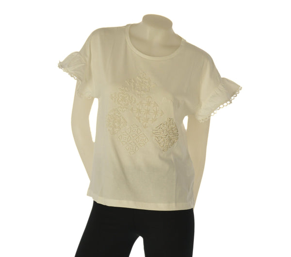 T-SHIRT DONNA TIFFOSI GIROCOLLO MANICHE CORTE PERLINE COTONE ART. 10065007