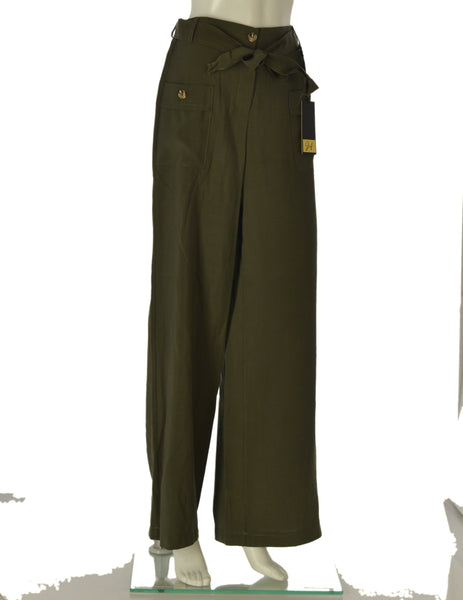 PANTALONE DONNA GRIFFAI ZIP BOTTONE ELASTICO PASSANTI TASCHE PALAZZO ART.7856