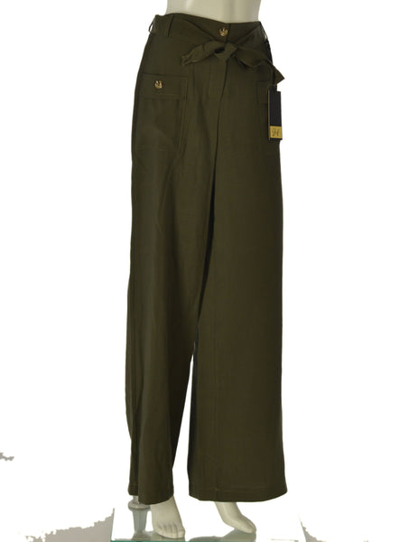 PANTALONE DONNA GRIFFAI ZIP BOTTONE ELASTICO PASSANTI TASCHE PALAZZO ART.7856