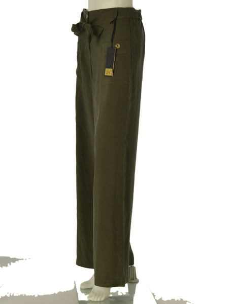 PANTALONE DONNA GRIFFAI ZIP BOTTONE ELASTICO PASSANTI TASCHE PALAZZO ART.7856