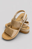 SANDALO INBLU DONNA DOPPIO STRAPPO ZEPPA TOMAIA ECOPELLE SOTTOPIEDE IN PELLE ART FT000030