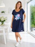 ABITO DONNA FRABO IO DI PIU PURO COTONE MEZZE MANICHE GIROCOLLO STAMPA ART P0054