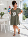 ABITO DONNA FRABO IO DI PIU PURO COTONE MEZZE MANICHE GIROCOLLO STAMPA ART P0054