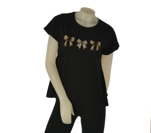 T-SHIRT DONNA GRIFFAI GIROCOLLO FIOCCHI STRASS COTONE ART. 7552