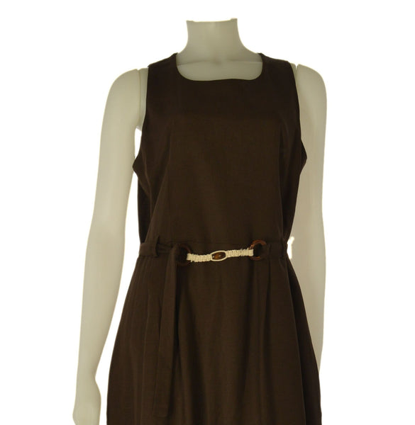 ABITO DONNA BARBARELLA LUNGO SMANICATO PIEGHE CINTURA TASCHE VISCOSA LINO ART. 1090A