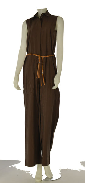 TUTA DONNA GRIFFAI COLLETTO BOTTONI CINTURA GAMBA LARGA EFFETTO SETA LAVATA ART.7859