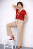 PANTALONE DONNA PERLA PALAZZO ELASTICO TASCHE BOTTONI CERNIERA VISCOSA  ART. PISA