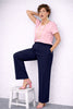 PANTALONE DONNA PERLA PALAZZO ELASTICO TASCHE BOTTONI CERNIERA VISCOSA  ART. PISA