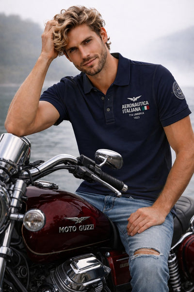 POLO UOMO SAI AMBROSINI MANICA CORTA PIQUE COTONE STAMPA ART. ARE6PL031065U