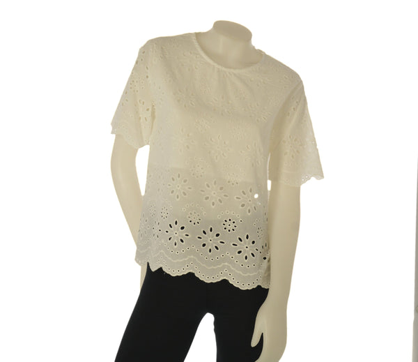 CASACCA DONNA GRIFFAI GIROCOLLO BOTTONE MANICA CORTA PIZZO SANGALLO COTONE ART. DGP8001