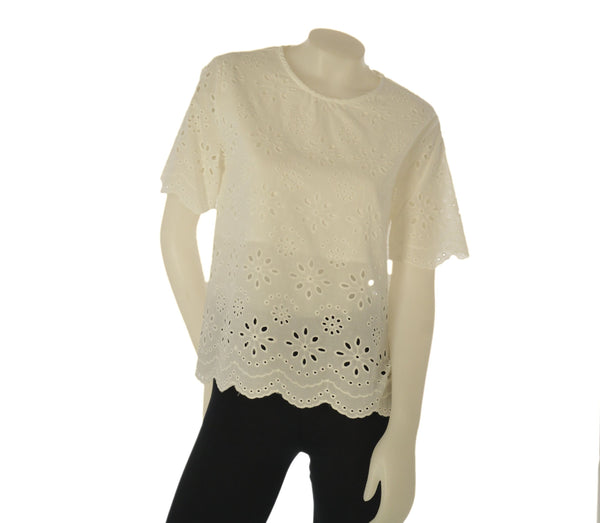 CASACCA DONNA GRIFFAI GIROCOLLO BOTTONE MANICA CORTA PIZZO SANGALLO COTONE ART. DGP8001