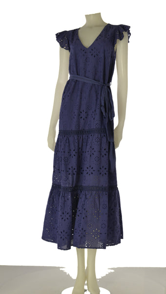 ABITO DONNA GRIFFAI SCOLLO A V MANICHE CORTE LUNGO BALZA PIZZO SANGALLO COTONE ART. DGP8007