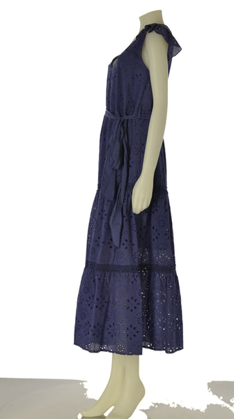 ABITO DONNA GRIFFAI SCOLLO A V MANICHE CORTE LUNGO BALZA PIZZO SANGALLO COTONE ART. DGP8007