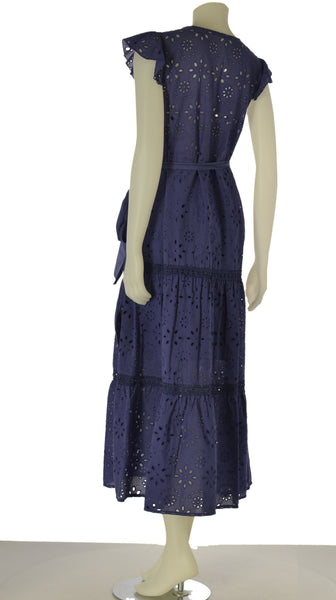 ABITO DONNA GRIFFAI SCOLLO A V MANICHE CORTE LUNGO BALZA PIZZO SANGALLO COTONE ART. DGP8007