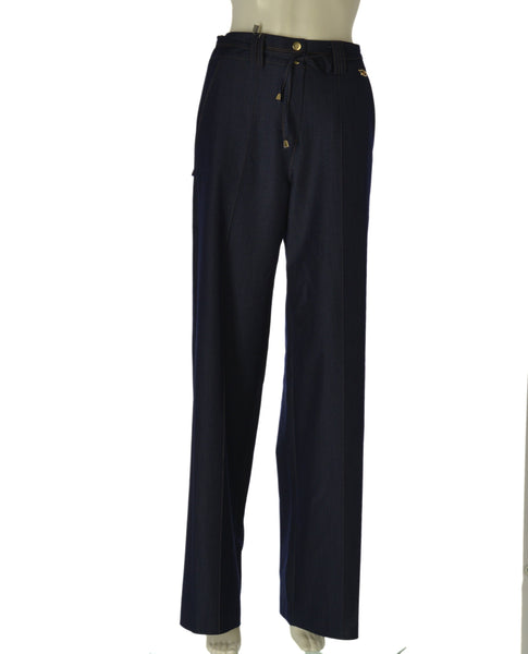 PANTALONI DONNA PERLA DENIM ELASTICIZZATO PALAZZO TASCHE BOTONI ZIP ART.26188