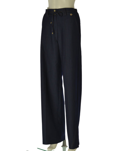 PANTALONI DONNA PERLA DENIM ELASTICIZZATO PALAZZO TASCHE BOTONI ZIP ART.26188