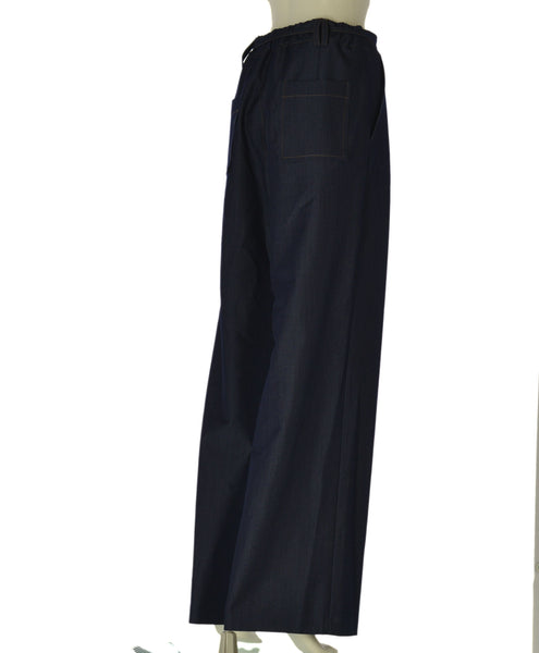 PANTALONI DONNA PERLA DENIM ELASTICIZZATO PALAZZO TASCHE BOTONI ZIP ART.26188