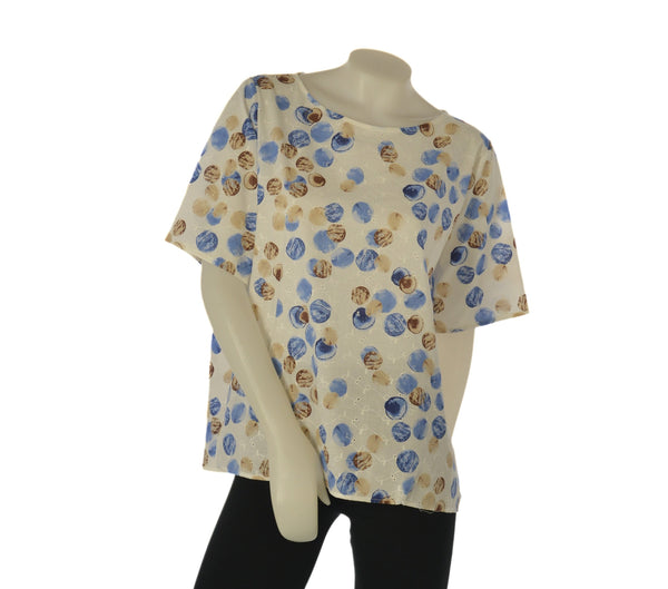 CASACCA DONNA PERLA SANGALLO MANICA CORTA GIROCOLLO STAMPA COTONE SPACCHI ART. 13-26198