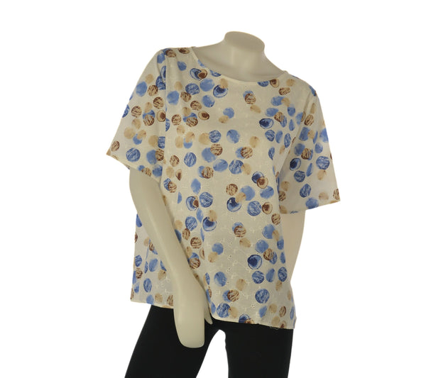 CASACCA DONNA PERLA SANGALLO MANICA CORTA GIROCOLLO STAMPA COTONE SPACCHI ART. 13-26198