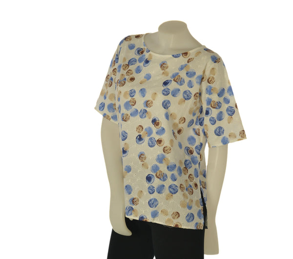 CASACCA DONNA PERLA SANGALLO MANICA CORTA GIROCOLLO STAMPA COTONE SPACCHI ART. 13-26198