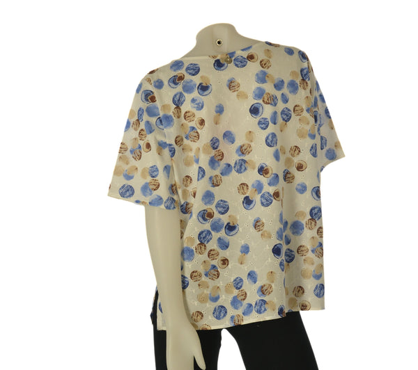 CASACCA DONNA PERLA SANGALLO MANICA CORTA GIROCOLLO STAMPA COTONE SPACCHI ART. 13-26198