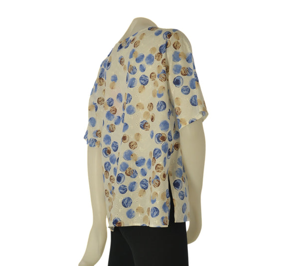 CASACCA DONNA PERLA SANGALLO MANICA CORTA GIROCOLLO STAMPA COTONE SPACCHI ART. 13-26198