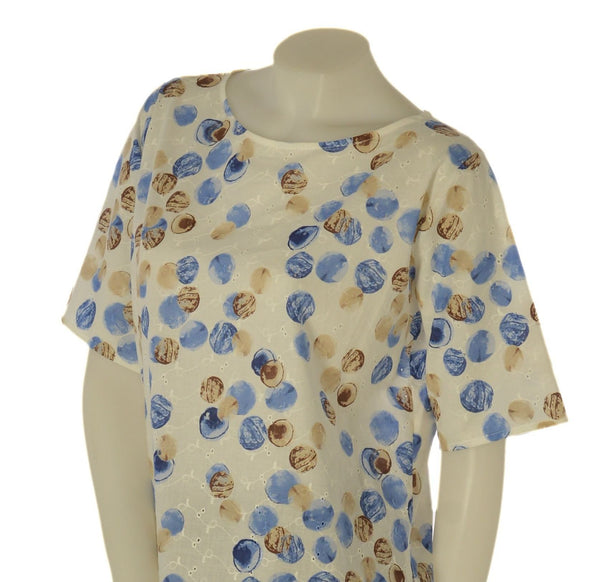 CASACCA DONNA PERLA SANGALLO MANICA CORTA GIROCOLLO STAMPA COTONE SPACCHI ART. 13-26198
