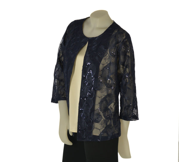 TWINSET DONNA PERLA BLUSA MANICA CORTA GIACCHINA PIZZO PAILLETTES ART. 2642-01
