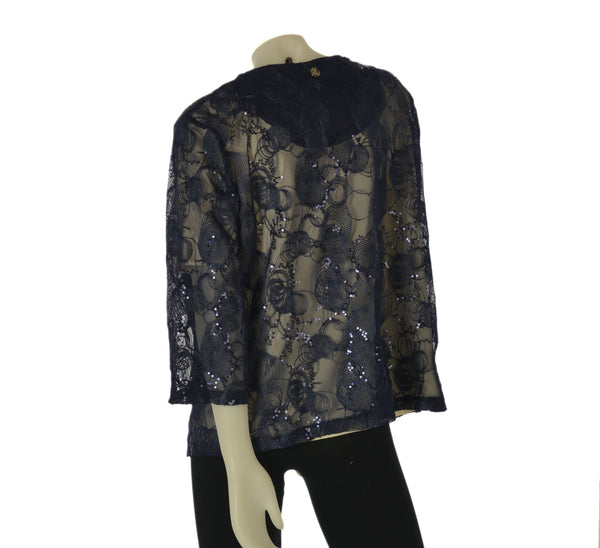 TWINSET DONNA PERLA BLUSA MANICA CORTA GIACCHINA PIZZO PAILLETTES ART. 2642-01