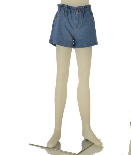 SHORTS DENIM RAGAZZA BAMBINA ELASTICO BOTTONE CERNIERA TASCHE ART. ZKGAP0402-26041