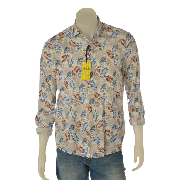 CAMICIA UOMO X-CAPE FANTASIA HAWAIANA MANICA LUNGA SLIM FIT LINO COTONE ART. PAPETE