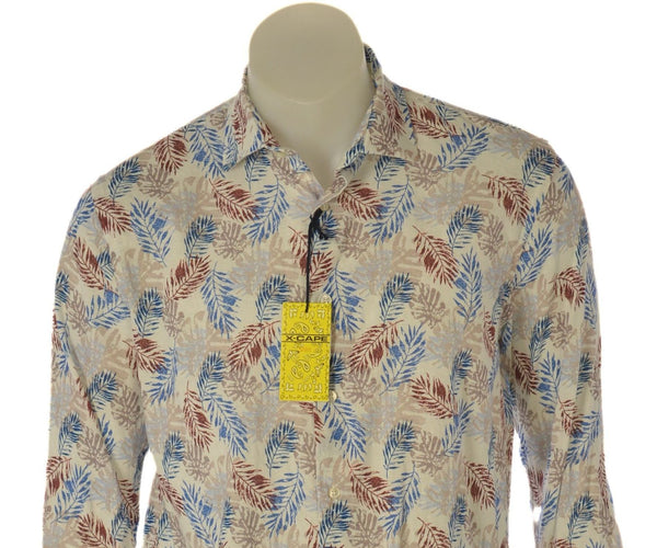 CAMICIA UOMO X-CAPE FANTASIA HAWAIANA MANICA LUNGA SLIM FIT LINO COTONE ART. PAPETE