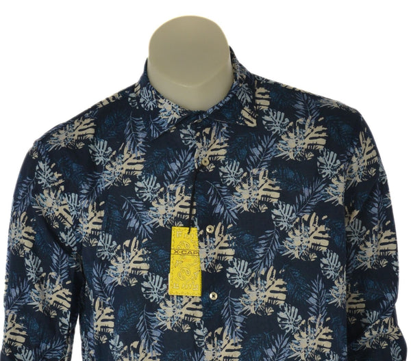 CAMICIA UOMO X-CAPE FANTASIA HAWAIANA MANICA LUNGA SLIM FIT LINO COTONE ART. PAPETE