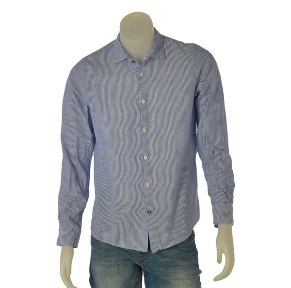 CAMICIA UOMO X-CAPE MANICA LUNGA FANTASIA A RIGHE COTONE LINO SIM FIT ART. MYSUN