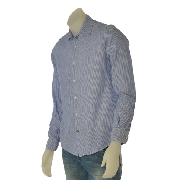 CAMICIA UOMO X-CAPE MANICA LUNGA FANTASIA A RIGHE COTONE LINO SIM FIT ART. MYSUN