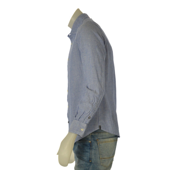 CAMICIA UOMO X-CAPE MANICA LUNGA FANTASIA A RIGHE COTONE LINO SIM FIT ART. MYSUN